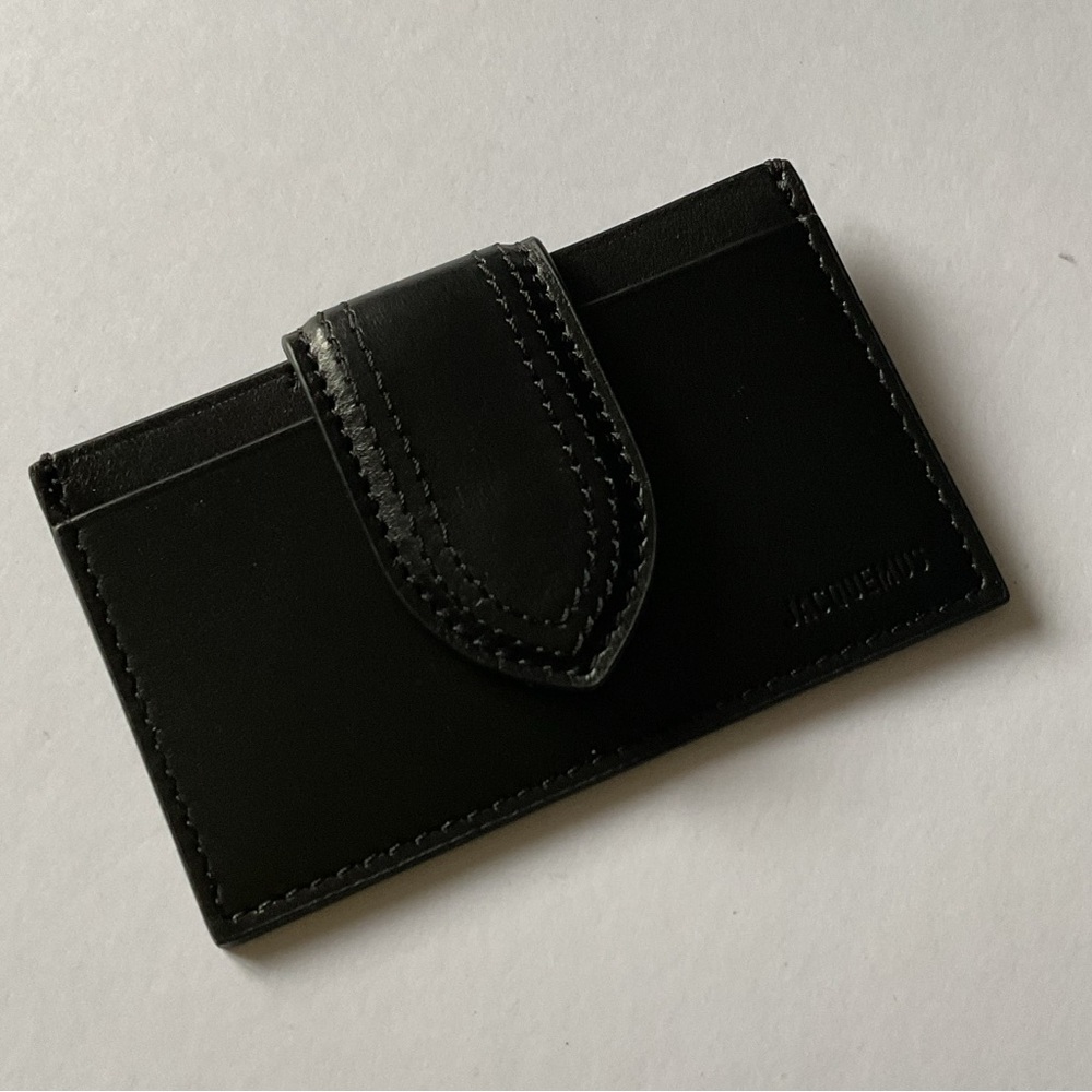 JACQUEMUS BAMBINO LEATHER CARD CASE BLACK NWOT